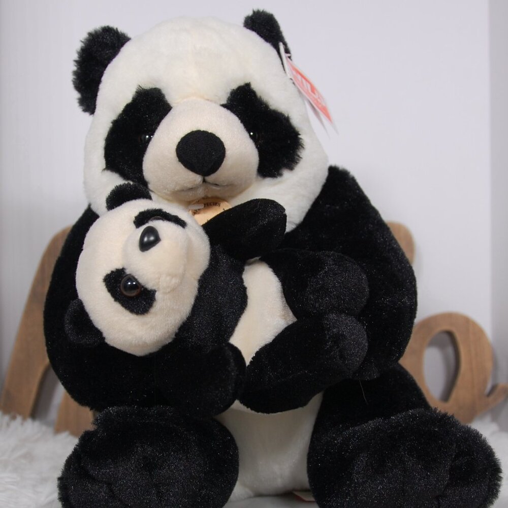 Wild Republic 14" Mom & 6" Baby Panda Plush Toy New